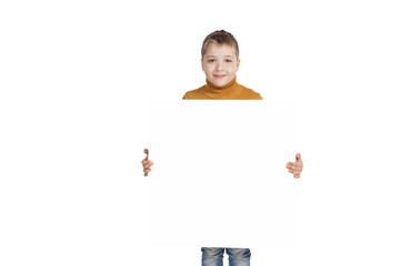 Boy with a sign insulated