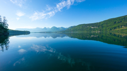 Lake Wolfgangsee on a sunny spring morning