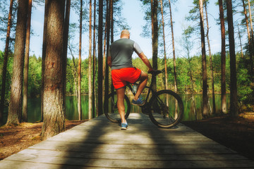 cyclist in the forest