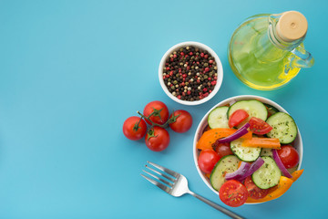 Fresh vegetables salad, tomato, pepper, cucumber