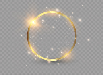 Abstract luxury golden ring. Vector light circles and spark light effect.