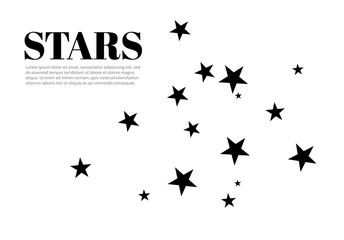 Stars on a white background. Black star shooting with an elegant star.Meteoroid, comet, asteroid, stars.