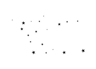 Stars on a white background. Black star shooting with an elegant star.Meteoroid, comet, asteroid, stars.