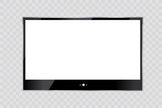 Frame of TV. Empty led monitor of computer or black photo frame isolated on a transparent background. Vector blank screen lcd, plasma, panel or TV for your design
