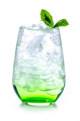 green cocktail on white background