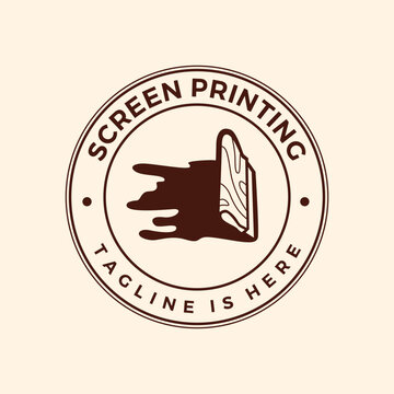 screen printing silk screenprinting logo emblem badge stamp vector illustration