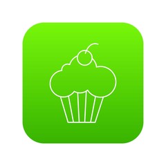 Sweet cupcake icon green vector