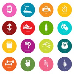 Fototapeta premium Gym sport icons set colorful circles vector