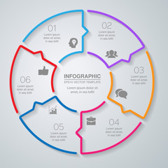 Vector infographic template for diagram, graph, presentation, chart, business concept with 6 options.