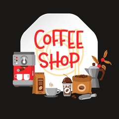 Modern icons for coffee shop and coffee house.