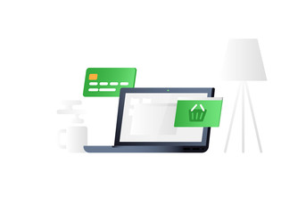 Concept of e-commerce. Online shopping and delivery concept.