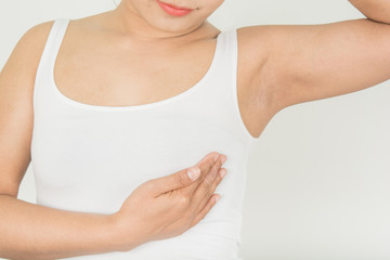 Breast Screening in Women with Breast Cancer Risk on gray background