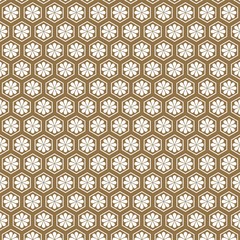 Japanese floral and geometric pattern. Flat vector cartoon illustration. Objects isolated on white background.