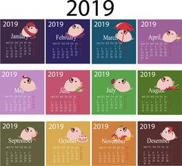 calendar with pigs 2019