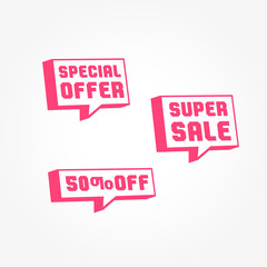 Special Offer, Super Sale & 50% Off Tags