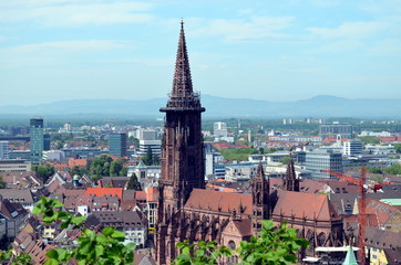 Naklejka premium Blick aufs Freiburger Münster im Frühjahr