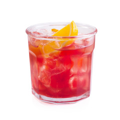 Red alcohol cocktail with orange