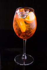 glass of aperol spritz cocktail