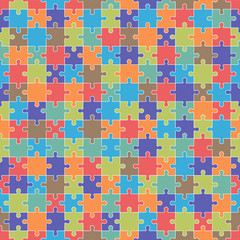 Jigsaw Seamless Pattern with colorful puzzle pieces