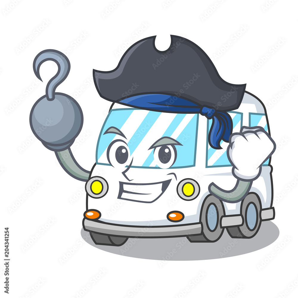 Poster Pirate ambulance character cartoon style