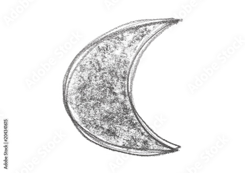 Black Hatching Grunge Graphite Pencil Crescent Moon Drawing Texture