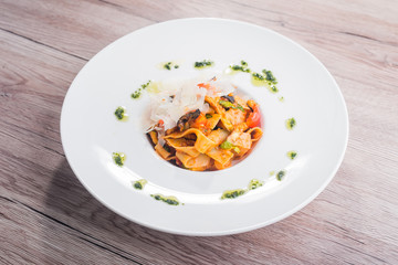 delicious pasta with vegetables and parmesan