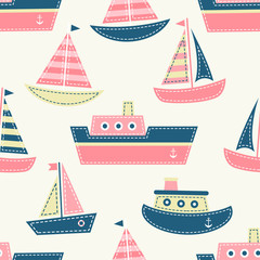 Seamless pattern with boats