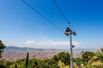 Obraz premium Cableway from Barcelona to Montjuic - Spain