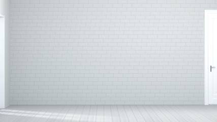 empty room 3D illustration clean wall interior modern home office designs background