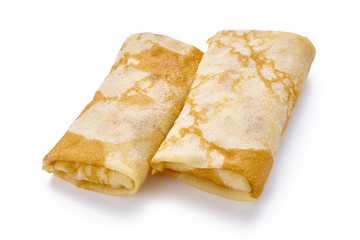 pancakes with cheese are isolated on a white background