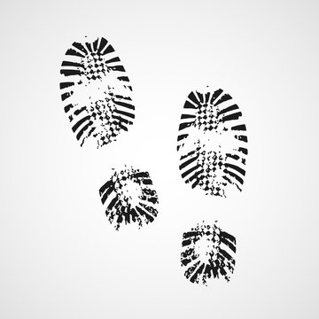 Black grunge footprints. Vector illustration.