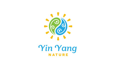 Sun Leaf Water Yin Yang Organic Nature Season Logo design inspiration