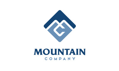 Monogram Initials MC CM Mountain Company Square logo design 