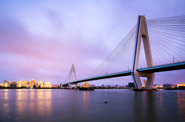 Fototapeta na wymiar China Haikou Century Bridge Night