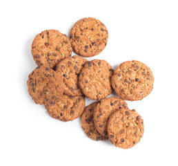 Chocolate chip cookie isolated on white background