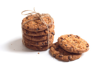 Chocolate chip cookie isolated on white background