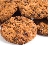 Chocolate chip cookie isolated on white background