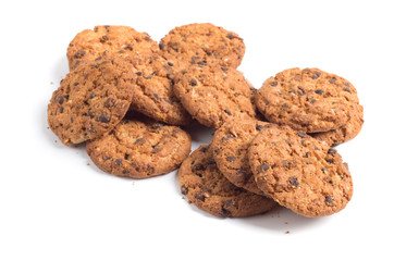 Chocolate chip cookie isolated on white background