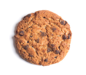 Chocolate chip cookie isolated on white background