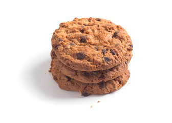 Chocolate chip cookie isolated on white background