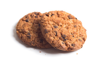 Chocolate chip cookie isolated on white background