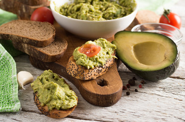 Avocado toast on rye bread