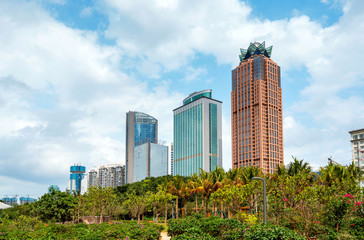 Fototapeta na wymiar Skyscrapers in Hainan Island, China