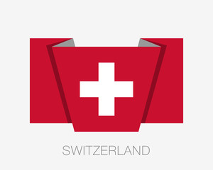 Obraz premium Flag of Switzerland. Flat Icon Waving Flag with Country Name