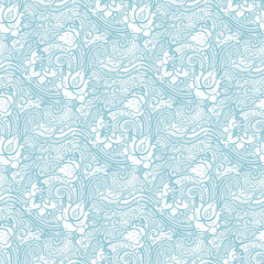 Fototapeta premium Vintage floral background. Beautiful Elegant Hand Drawn wallpaper. Seamless pattern with abstract flowers