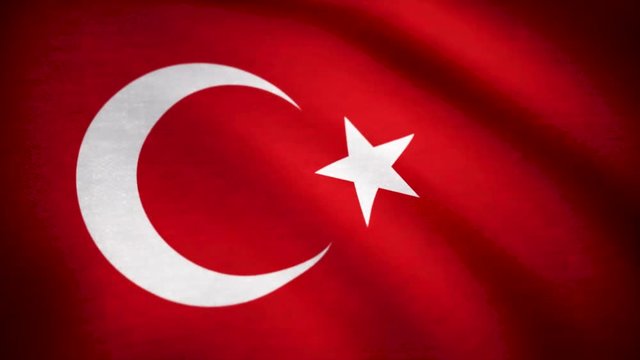 Grunge colorful background, flag of Turkey. Close-up, fluttering downwind. Flag of Turkey background