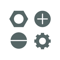 Basic Grey Screw Gear Icon Set