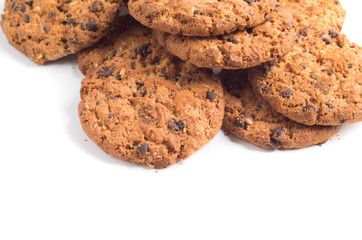 Chocolate chip cookie isolated on white background