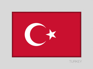 Flag of Turkey. National Ensign Aspect Ratio 2 to 3 on Gray