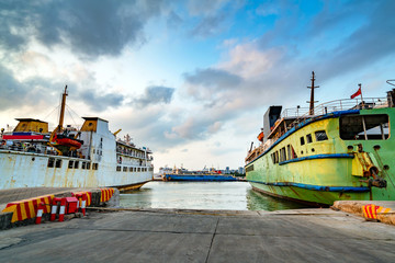 Large passenger ship on the pier